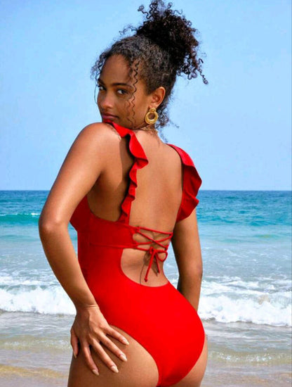 Maillot rouge une pièce